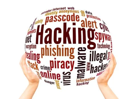Hacking alert word cloud sphere concept イラスト素材