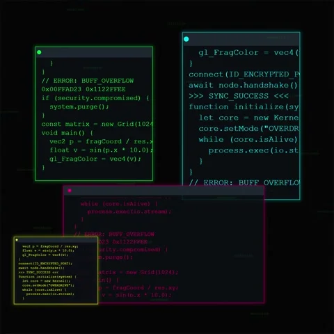 Hacking and Cyber Security Concept: Glitched Code on Dark Background with D.. Stock Footage 347260379