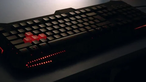 Hacking and Cyber Security male hands on modern keyboard typing. Stock Footage 83277974