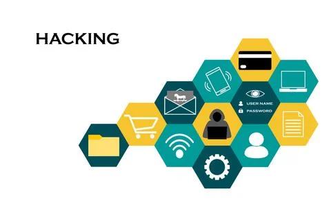 Hacking and information security concept. Illustrazione stock