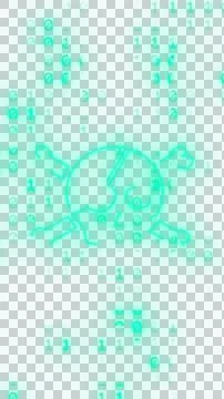 Hacking and malware concept with skull, binary code, and glitch art. Stock Illustration