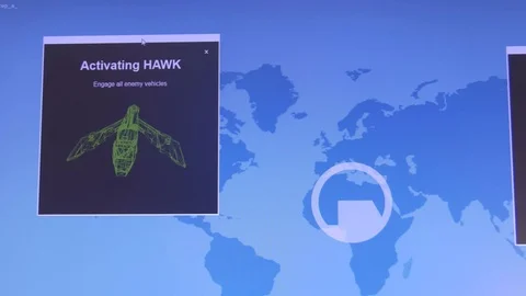 Hacking and technology concept. Activating weapon for destroying enemy vehicles Stock Footage 73061711
