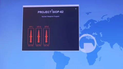 Hacking and technology concept. Nuclear weapons program. Activating project Stock Footage 73063443