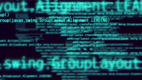 Hacking animation, footage of blue coding lines typing on a black background Stock Footage 297144275