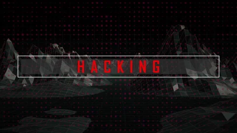 Hacking animation with text over digital grid and dots pattern background Stock Footage 304765706