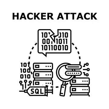 Hacking attack and data security breach concept Illustrazione stock