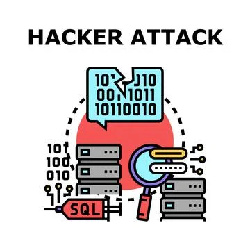 Hacking attack and data security breach concept Illustrazione stock