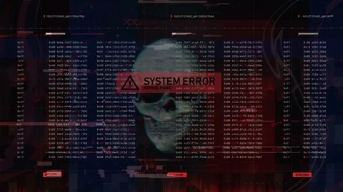 Hacking attack, glitches and system errors on computer screen, cyberattack Stock Footage 98399403