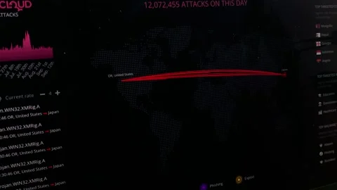 Hacking attack in the world real time Stock Footage 209917126