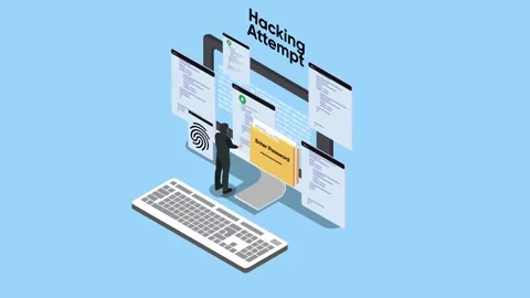 Hacking Attempt and Password Data Breach Concept 3d animation cartoon Stock Footage 337943189