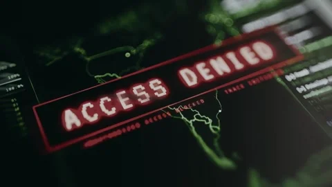 The hacking attempt failed, Access Denied message on hackers screen Stock Footage 334932666