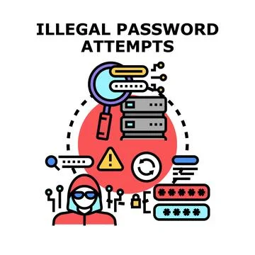 Hacking attempting illegal password access and data breaching Illustrazione stock