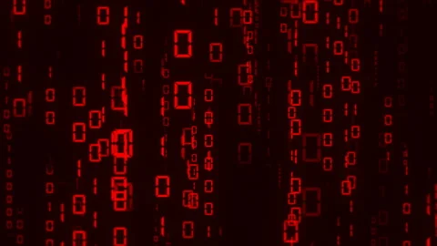 Hacking background. Red numbers pattern. Stream of one and zeros Stock Footage 280684047