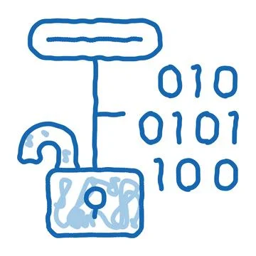 Hacking Binary Code doodle icon hand drawn illustration 库存插图