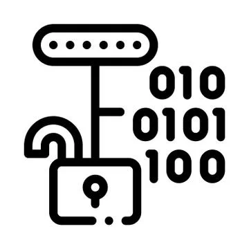 Hacking Binary Code Icon Vector Outline Illustration Stock Illustration