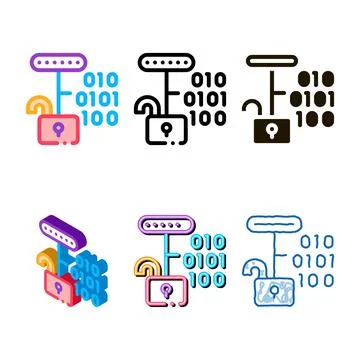 Hacking binary code icon vector outline edition 库存插图