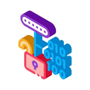 Hacking Binary Code isometric icon vector illustration Stock Illustration