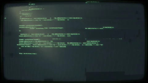Hacking code animation on monitor. Source code or text scrolling down Stock Footage 130819444