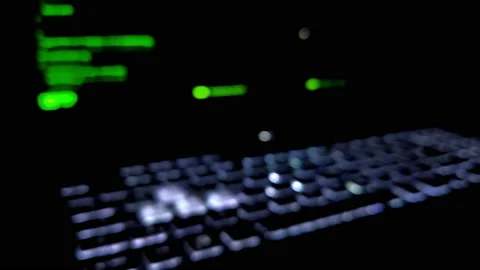Hacking code executed on laptop Stock Footage 231453936