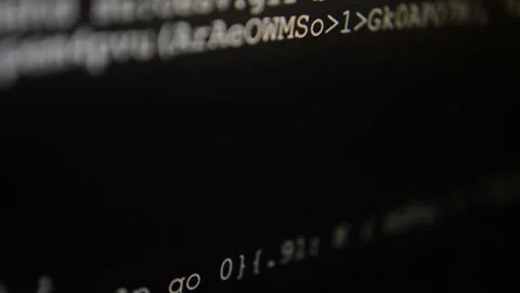 Hacking code program in close-up scrolling on the computer's monitor Stock Footage 199019182