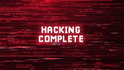 Hacking Complete Alert Over Cybersecurity Glitch Error Animated Background Stock Footage 317565141