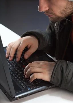 Hacking into a computer Stock Photos