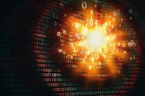 Hacking computer security, ddos attack, abstract binary background Stock Illustration