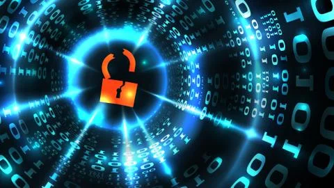 Hacking computer system, database, social network account. Hacked lock symbol Stock Illustration