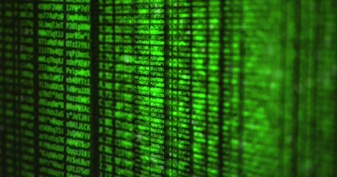 Hacking concept green text source code in monitor black tech security 스톡 동영상 334021904