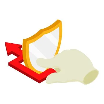 Hacking concept icon isometric vector. Arrow bypassing shield and cursor hand Stock Illustration