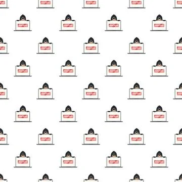 Hacking concept seamless pattern with computer thief Stock-Illustration