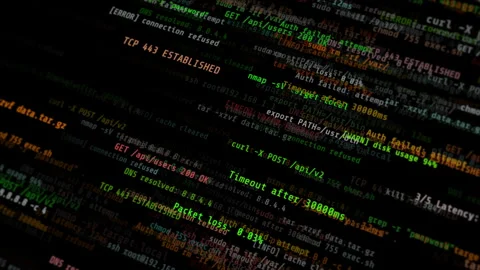 Hacking Cybersecurity Command Terminal Data Stream Stream Stock Footage 343810517