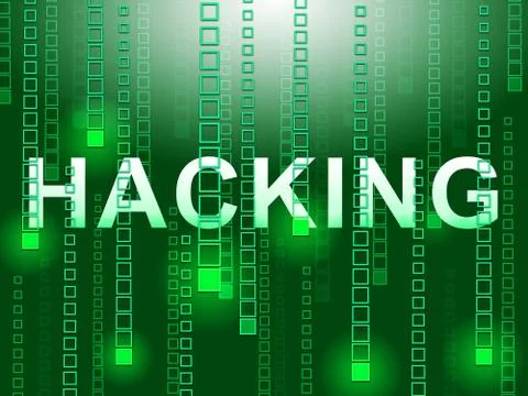 Hacking Data Glowing Shows Cybercrime 3d Illustration Illustrazione stock