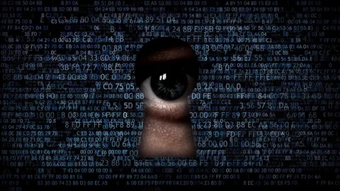 Hacking data. Spying on the Internet, collecting information Vídeo Stock 80566642