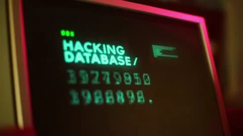 Hacking database computer hack screen Stock Footage