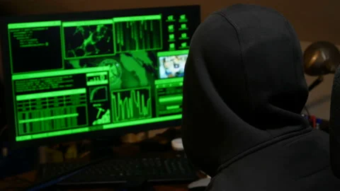 Hacking Database Computer Hack Screen internet security Stock Footage 143195263