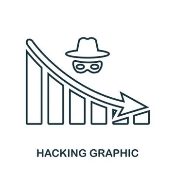 Hacking Decrease Graphic icon. Mobile app, printing, web site icon. Simple Illustrazione stock