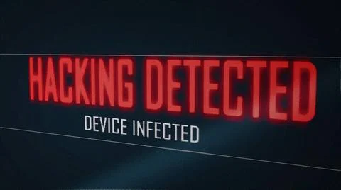 Hacking detected device infected text message from virus on computer blue ... 写真素材