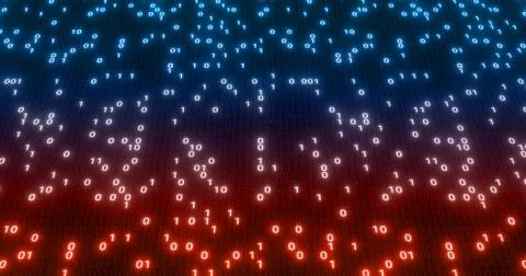 Hacking digital binary code matrix 01 background. 库存插图