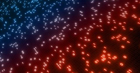 Hacking digital binary code matrix 01 background. 库存插图