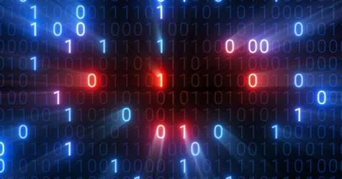 Hacking digital binary code matrix 01 background. 库存插图