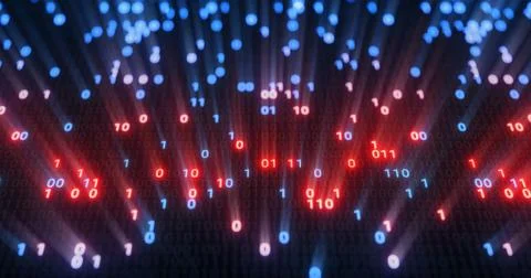 Hacking digital binary code matrix 01 background. 库存插图