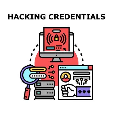 Hacking digital credentials accessing online internet data Stock Illustration