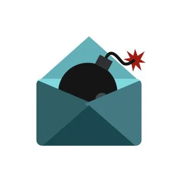 Hacking e-mail icon, flat style Stock-Illustration