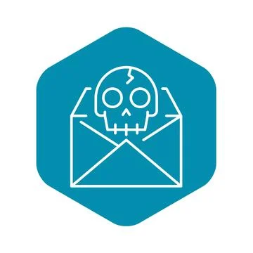Hacking email icon, outline style Stock Illustration
