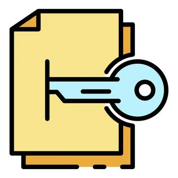 Hacking file encryption icon color outline vector Stock Illustration
