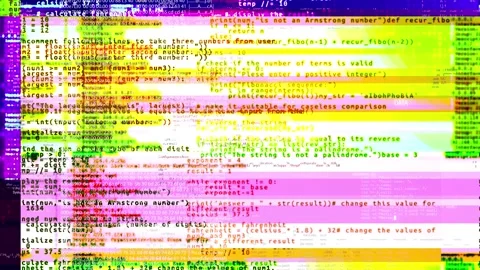 Hacking glitch Programming code noise effects Hackers program code, running on Stock Footage 292908848