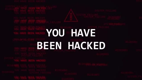 Hacking glitch Red digital alert message stating you have been hacked Stock Footage 336880014