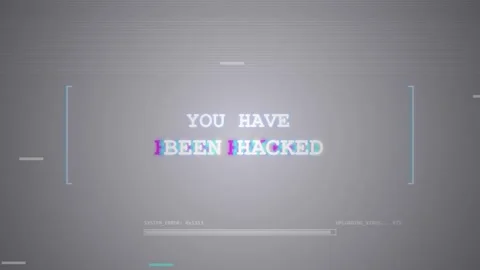 Hacking glitch Red You Have Been Hacked digital alert Stock Footage 336879771