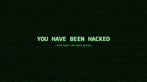 Hacking glitch warning message on dark background Stock Footage 336879942